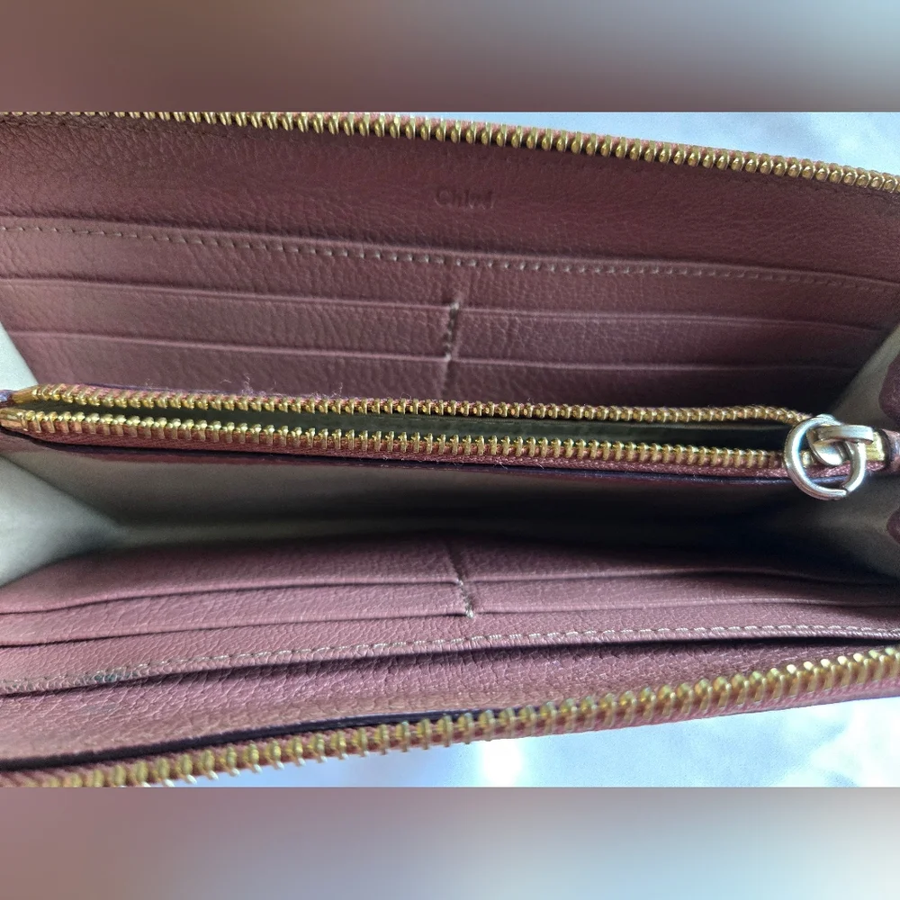 Chloe Mauve Long Leather Wallet - Picture 11 of 14